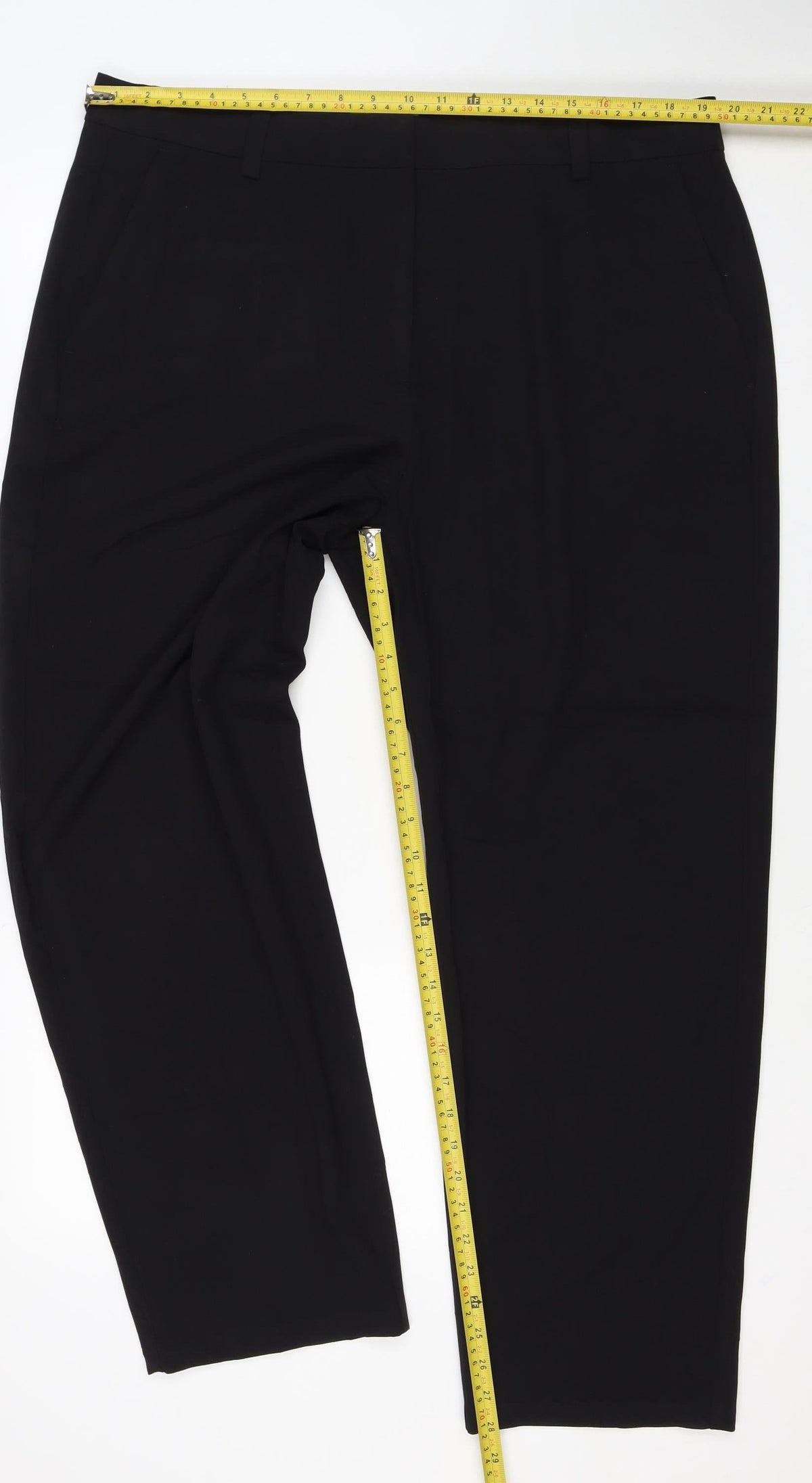 Marks & Spencer Women Black Size 20 Regular Tailored Straight Trousers