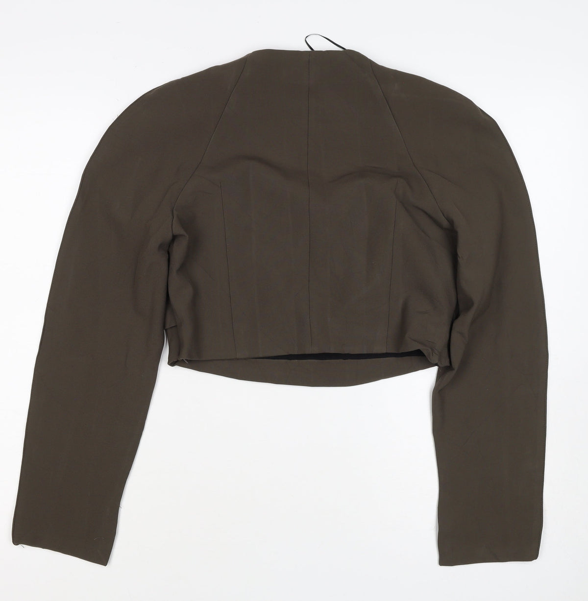 Zara Women Brown UK 12 Wrap V-Neck Long Sleeve Blouse