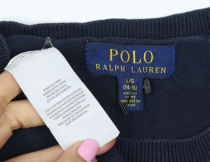 Polo Ralph Lauren Teens Blue Size 14 Cotton Logo Crew Neck Jumper