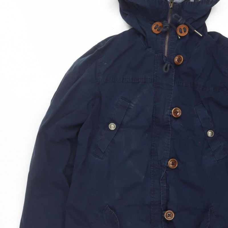 FatFace Teens Navy UK 8 Hooded Parka Coat Button Zip