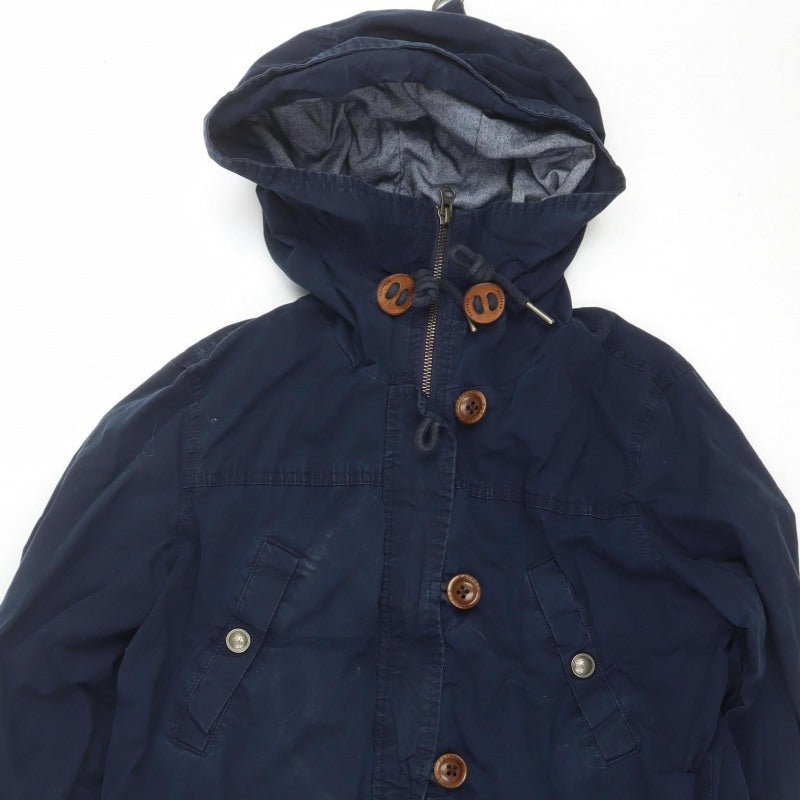 FatFace Teens Navy UK 8 Hooded Parka Coat Button Zip
