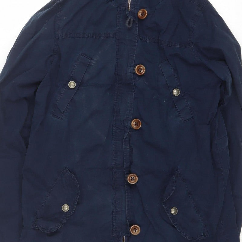 FatFace Teens Navy UK 8 Hooded Parka Coat Button Zip