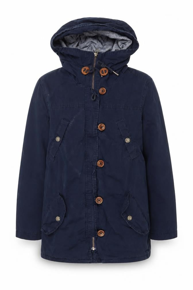 FatFace Teens Navy UK 8 Hooded Parka Coat Button Zip