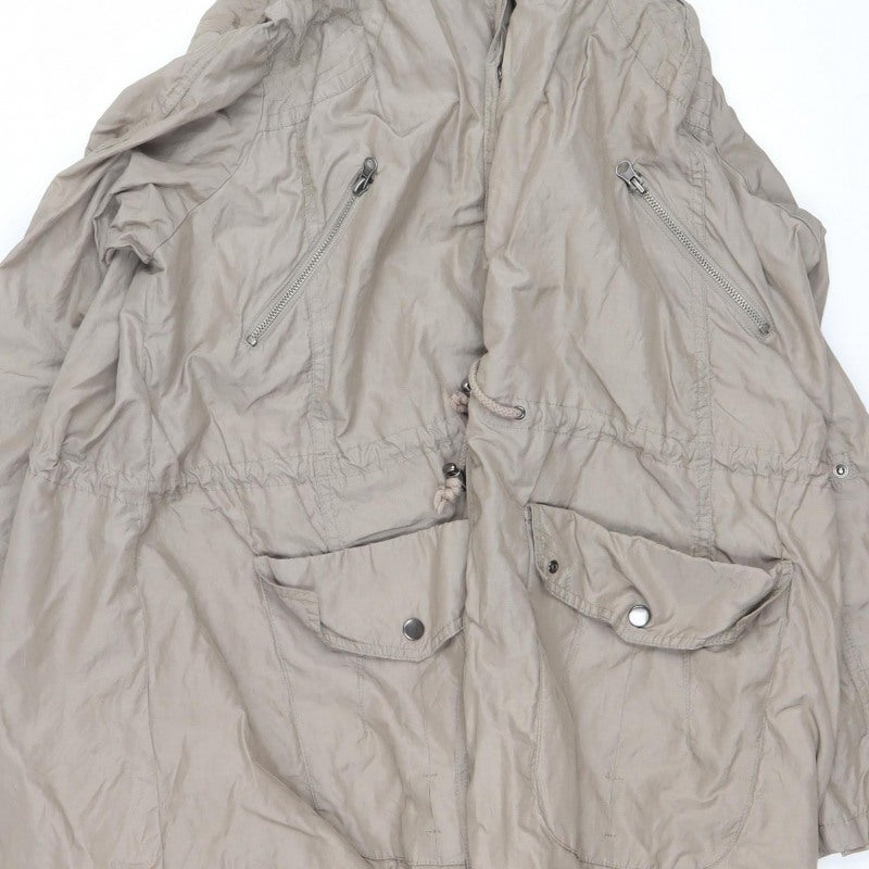 Be Beau Women’s Beige Size 10 Hooded Parka Jacket Lightweight