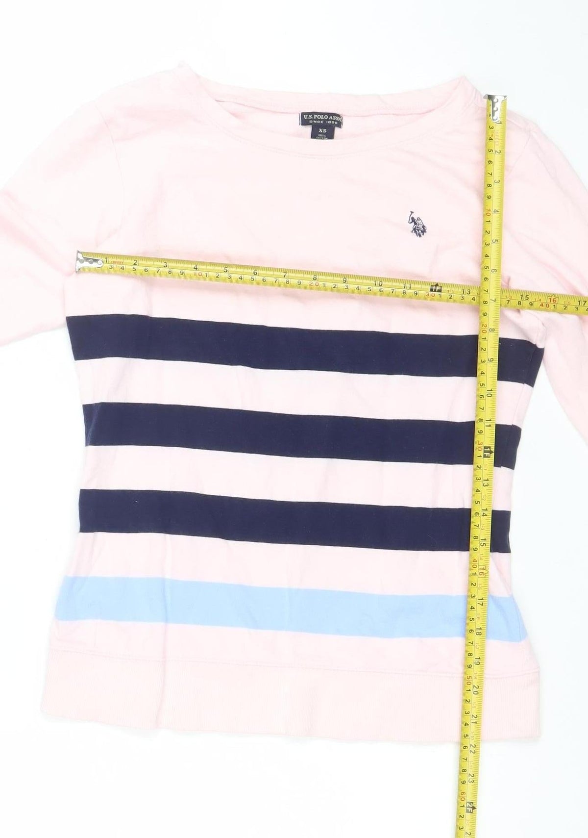U.S. Polo Assn. Women’s Pink XS Striped Logo Pullover Sweatshirt