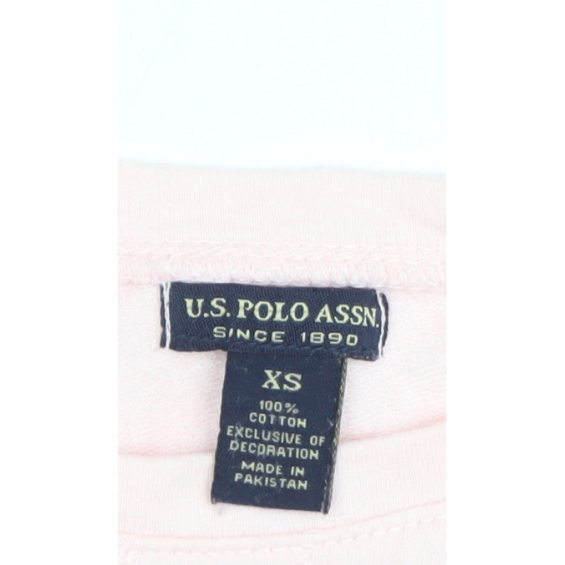 U.S. Polo Assn. Women’s Pink XS Striped Logo Pullover Sweatshirt