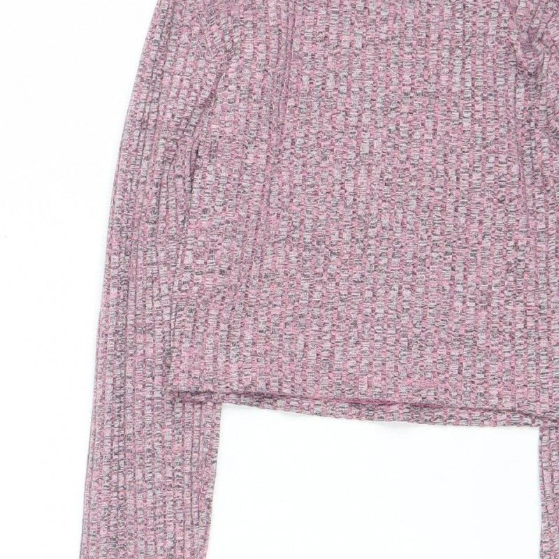 ASOS Design Women Pink Marl Knit Pullover Jumper UK 8 Long Sleeve