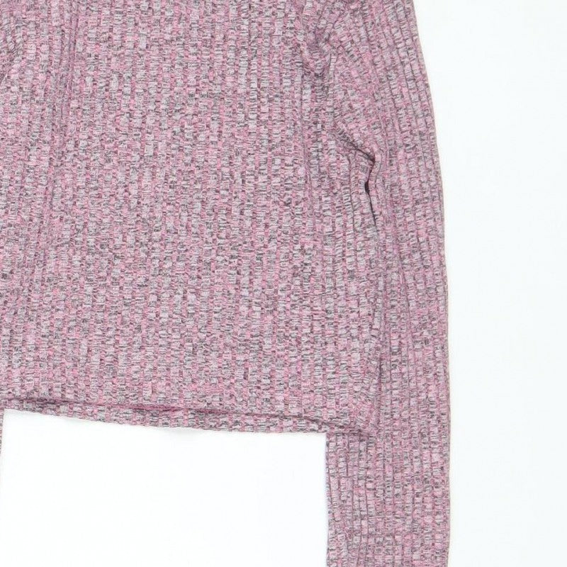 ASOS Design Women Pink Marl Knit Pullover Jumper UK 8 Long Sleeve