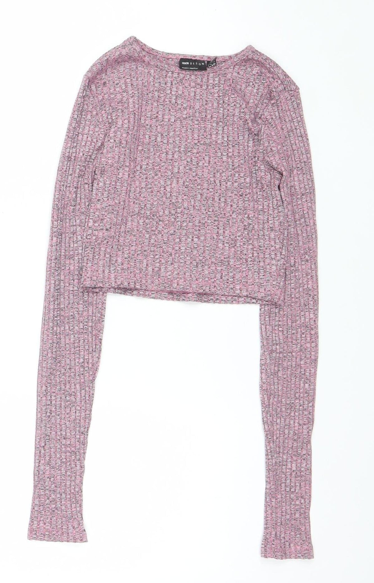 ASOS Design Women Pink Marl Knit Pullover Jumper UK 8 Long Sleeve