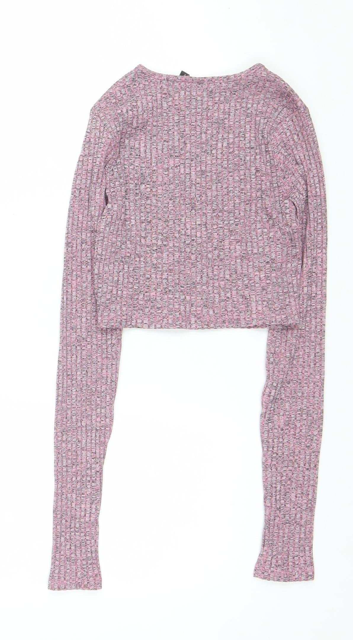ASOS Design Women Pink Marl Knit Pullover Jumper UK 8 Long Sleeve