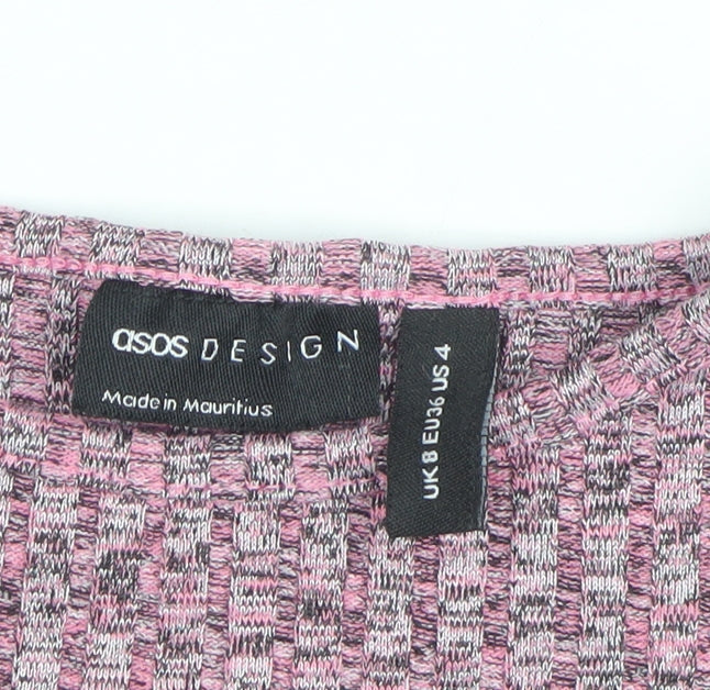 ASOS Design Women Pink Marl Knit Pullover Jumper UK 8 Long Sleeve