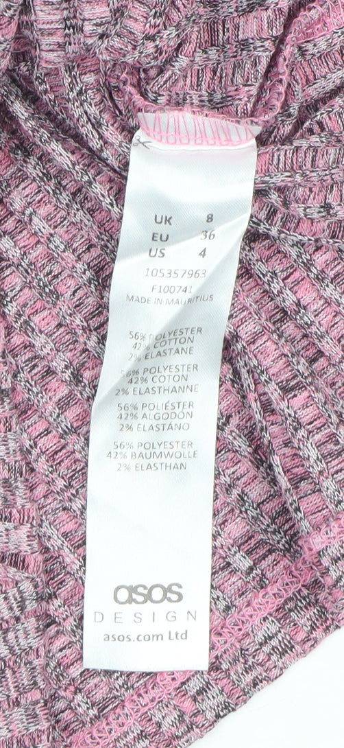 ASOS Design Women Pink Marl Knit Pullover Jumper UK 8 Long Sleeve