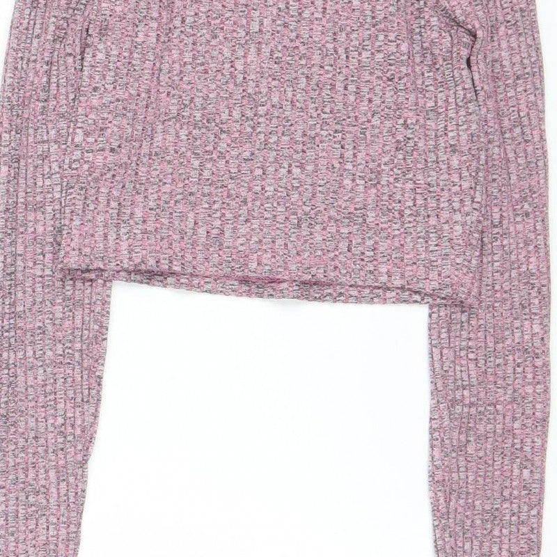 ASOS Design Women Pink Marl Knit Pullover Jumper UK 8 Long Sleeve