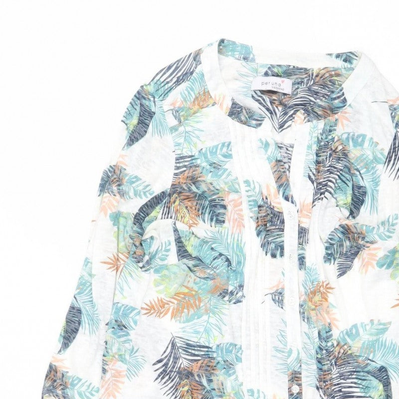 Per Una Women’s White Tropical Leaf Print Tunic Blouse UK 12