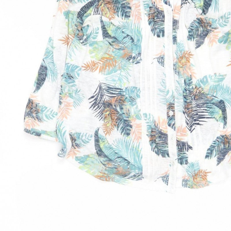 Per Una Women’s White Tropical Leaf Print Tunic Blouse UK 12