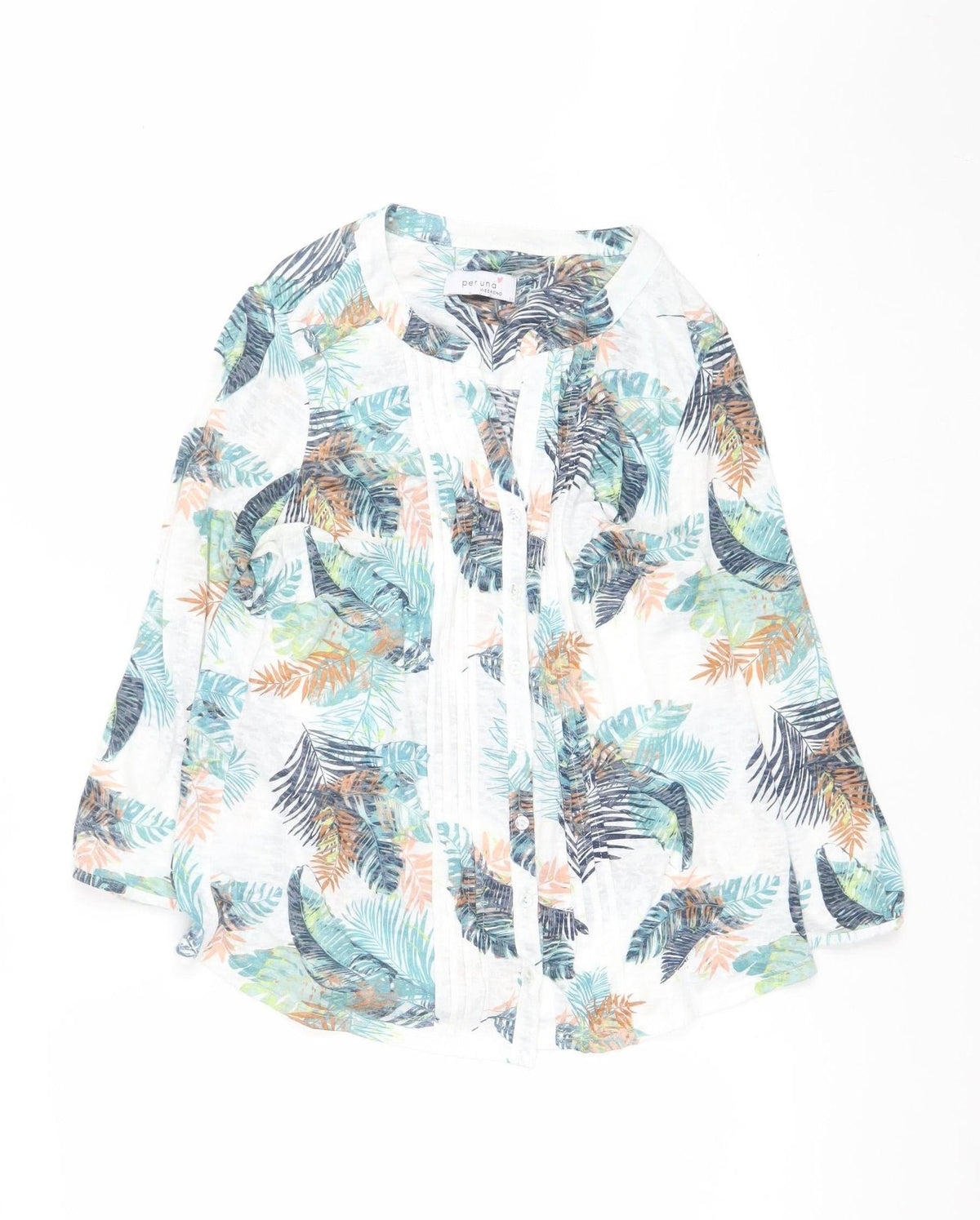 Per Una Women’s White Tropical Leaf Print Tunic Blouse UK 12
