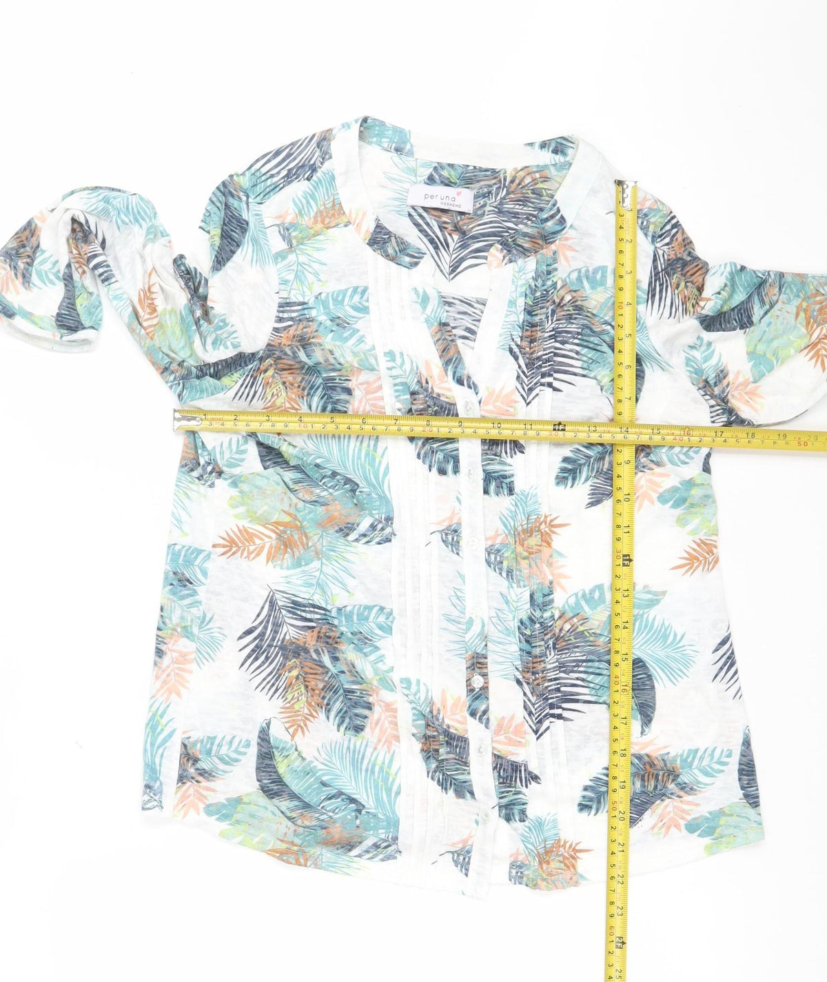 Per Una Women’s White Tropical Leaf Print Tunic Blouse UK 12