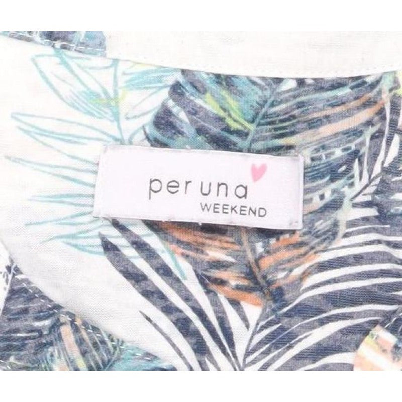 Per Una Women’s White Tropical Leaf Print Tunic Blouse UK 12
