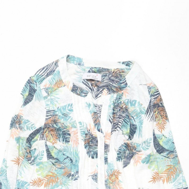 Per Una Women’s White Tropical Leaf Print Tunic Blouse UK 12