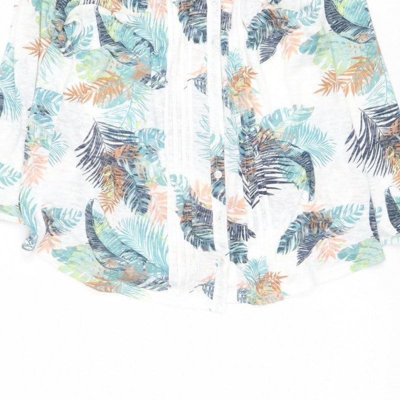 Per Una Women’s White Tropical Leaf Print Tunic Blouse UK 12