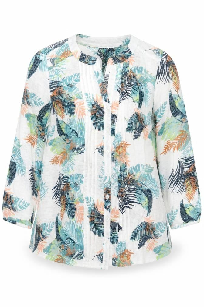 Per Una Women’s White Tropical Leaf Print Tunic Blouse UK 12