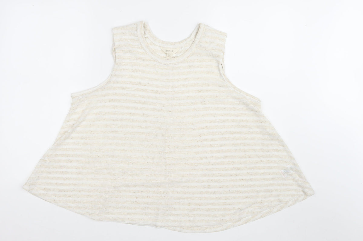 Next Women’s Ivory Stripe Sleeveless Tunic Tank Top UK 14