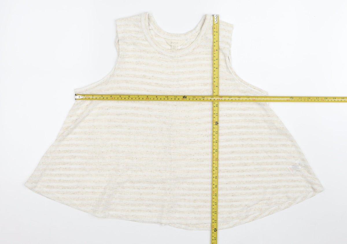 Next Women’s Ivory Stripe Sleeveless Tunic Tank Top UK 14