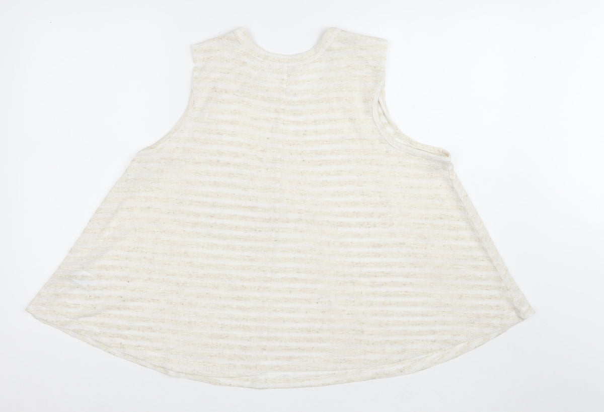 Next Women’s Ivory Stripe Sleeveless Tunic Tank Top UK 14