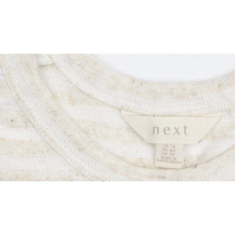 Next Women’s Ivory Stripe Sleeveless Tunic Tank Top UK 14