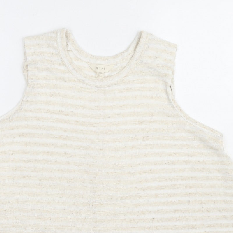 Next Women’s Ivory Stripe Sleeveless Tunic Tank Top UK 14