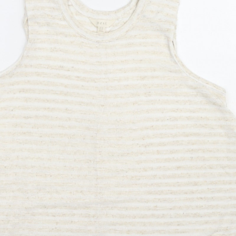 Next Women’s Ivory Stripe Sleeveless Tunic Tank Top UK 14