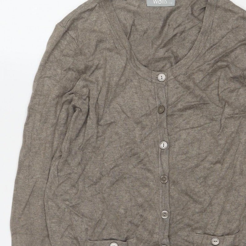 Wallis Women’s Brown V-Neck Button Cardigan Size 12