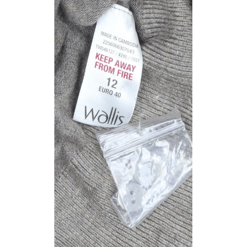 Wallis Women’s Brown V-Neck Button Cardigan Size 12