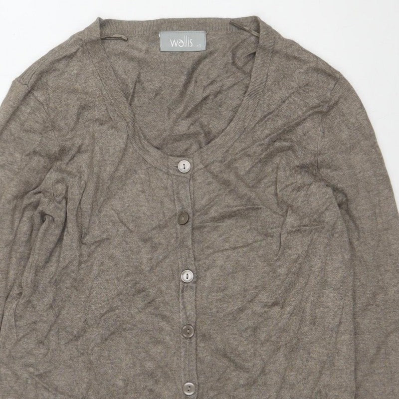 Wallis Women’s Brown V-Neck Button Cardigan Size 12