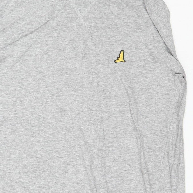 Brave Soul Men's Grey M Long Sleeve Crew Neck Bird Logo T-Shirt