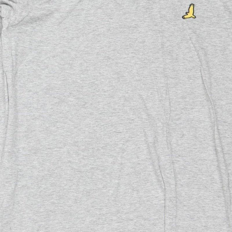 Brave Soul Men's Grey M Long Sleeve Crew Neck Bird Logo T-Shirt