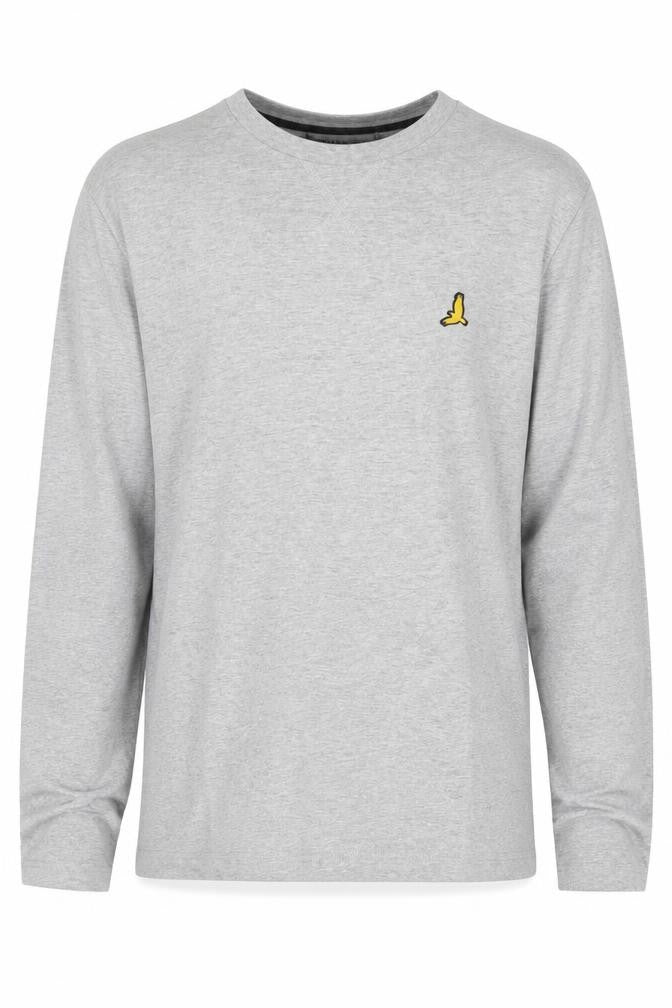 Brave Soul Men's Grey M Long Sleeve Crew Neck Bird Logo T-Shirt