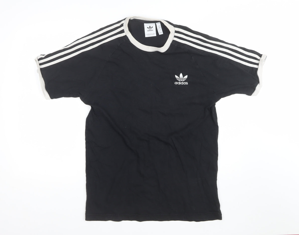 adidas Men's Black White M 3-Stripes Trefoil Short Sleeve T-Shirt