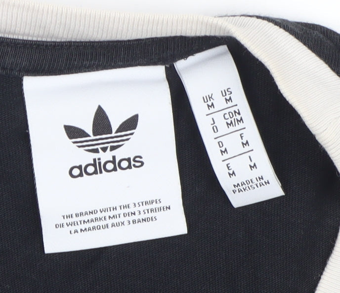 adidas Men's Black White M 3-Stripes Trefoil Short Sleeve T-Shirt