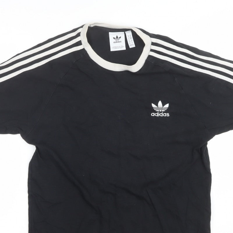 adidas Men's Black White M 3-Stripes Trefoil Short Sleeve T-Shirt