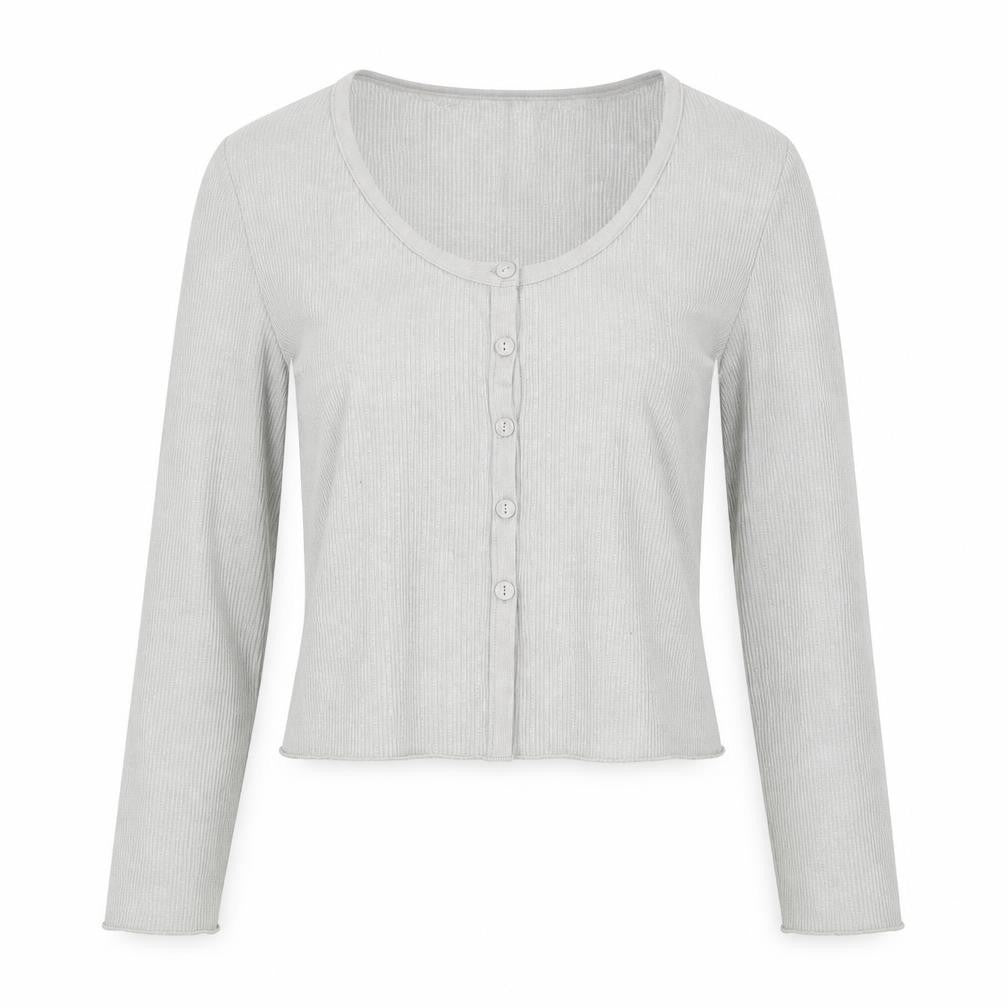 Brave Soul Women Grey M Ribbed Button Cardigan Long Sleeve