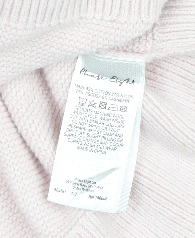 Phase Eight Womens Pink L Cowl Neck Balloon Sleeve Cashmere Jumper