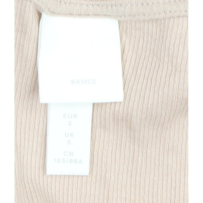 H&M Women Beige S Ribbed Long Sleeve Henley T-Shirt
