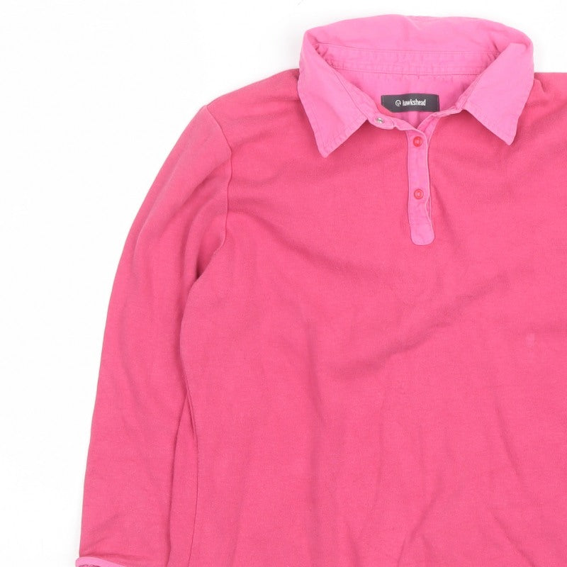Hawkshead Women’s Pink Size 14 Long Sleeve Cotton Stretch Polo Top