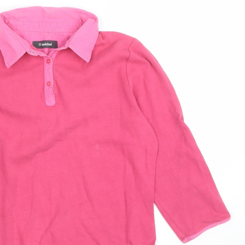 Hawkshead Women’s Pink Size 14 Long Sleeve Cotton Stretch Polo Top