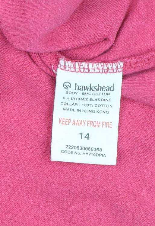 Hawkshead Women’s Pink Size 14 Long Sleeve Cotton Stretch Polo Top