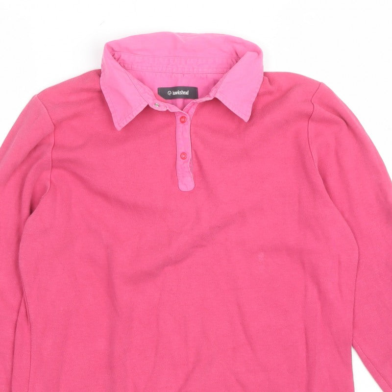 Hawkshead Women’s Pink Size 14 Long Sleeve Cotton Stretch Polo Top