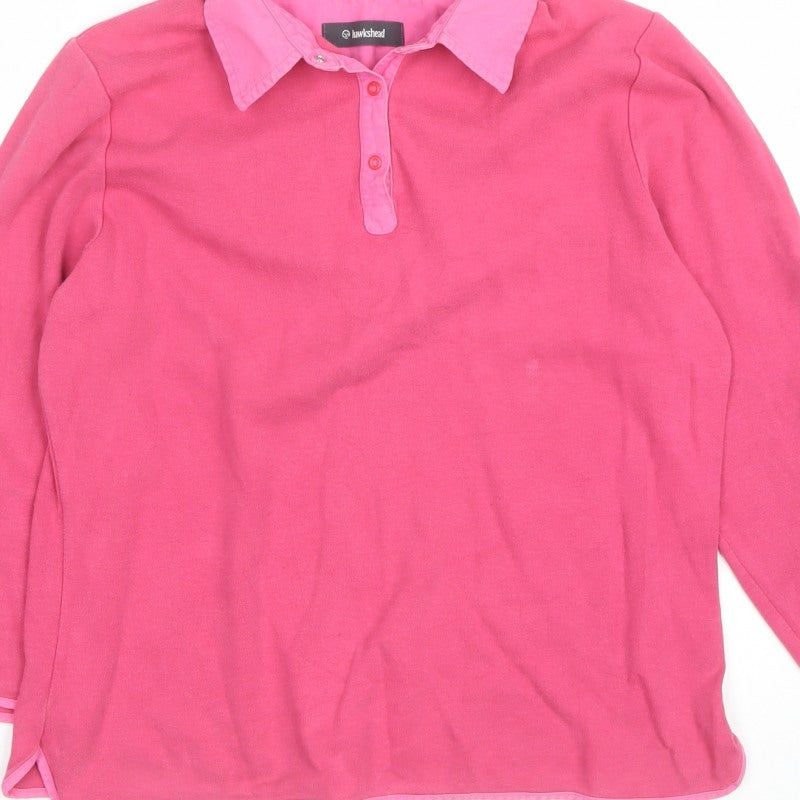 Hawkshead Women’s Pink Size 14 Long Sleeve Cotton Stretch Polo Top