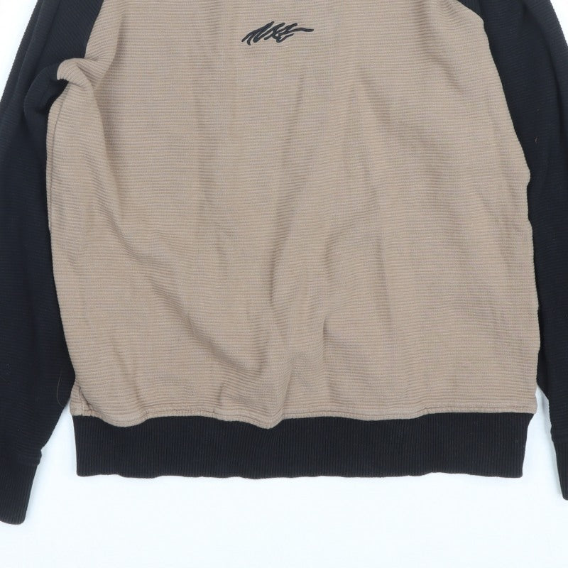 Next Boys Beige Black 10 Years Pullover Sweatshirt Logo Colourblock