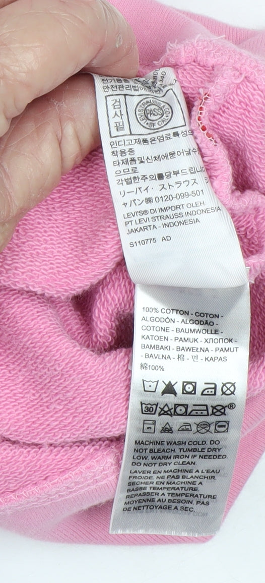 Levi's Girls Pink S Pullover Hoodie Logo Kangaroo Pocket Cotton